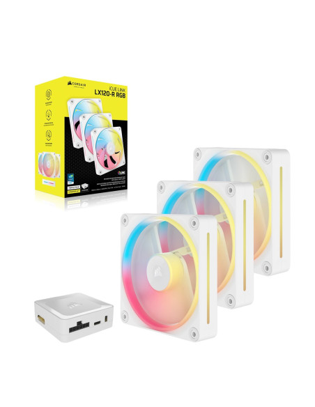 Corsair Icue Link Lx120-R Rgb Obudowa Komputera Wentylator 12 Cm Biały 3 Szt.