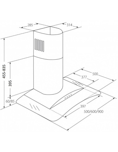 Okap Kominowy Akpo Wk-4 Largo Eco 60 Czarny (399,1 M3/H  600Mm  Kolor Czarny)
