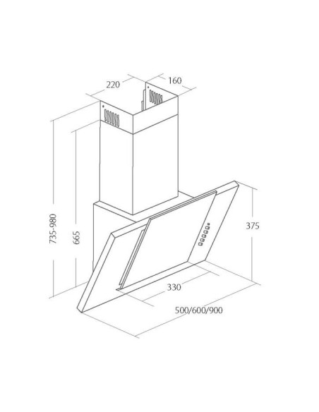 Okap Kominowy Akpo Wk-4 Grand 50 Czarny Eco (410,8 M3/H  500Mm  Kolor Czarny)