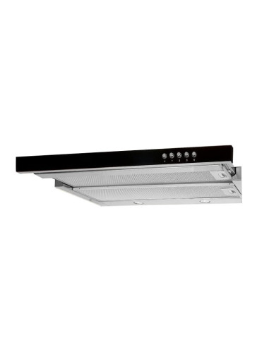 Okap Podszafkowy Teleskopowy Akpo Wk-7 Light Glass 50 Inox Czarny (500Mm  Kolor Inox, Front Czarne Szkło)