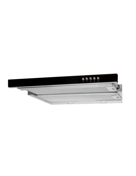 Okap Podszafkowy Teleskopowy Akpo Wk-7 Light Glass 50 Inox Czarny (500Mm  Kolor Inox, Front Czarne Szkło)