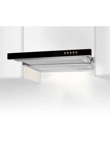Okap Podszafkowy Teleskopowy Akpo Wk-7 Light Glass 50 Inox Czarny (500Mm  Kolor Inox, Front Czarne Szkło)
