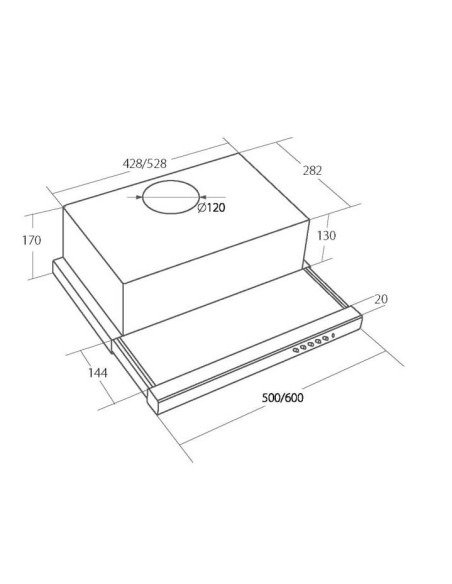 Okap Podszafkowy Teleskopowy Akpo Wk-7 Light Glass 50 Inox Czarny (500Mm  Kolor Inox, Front Czarne Szkło)