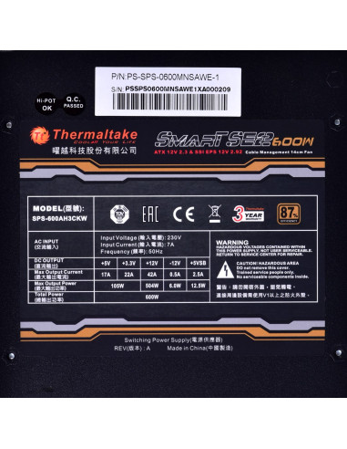 Zasilacz Thermaltake Smart Se2 600W Ps-Sps-0600Mnsawe-1 (600 W  Aktywne  120 Mm)