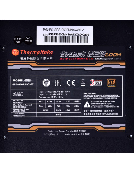 Zasilacz Thermaltake Smart Se2 600W Ps-Sps-0600Mnsawe-1 (600 W  Aktywne  120 Mm)