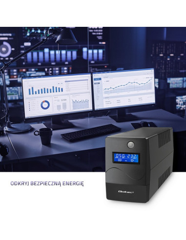 Qoltec 53977 Zasilacz Awaryjny Ups | Monolith | 450Va | 240W | Lcd | Usb | Rj45