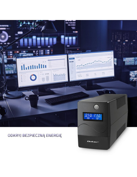 Qoltec 53977 Zasilacz Awaryjny Ups | Monolith | 450Va | 240W | Lcd | Usb | Rj45