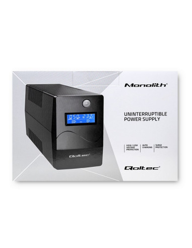 Qoltec 53977 Zasilacz Awaryjny Ups | Monolith | 450Va | 240W | Lcd | Usb | Rj45
