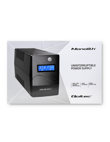 Qoltec 53977 Zasilacz Awaryjny Ups | Monolith | 450Va | 240W | Lcd | Usb | Rj45