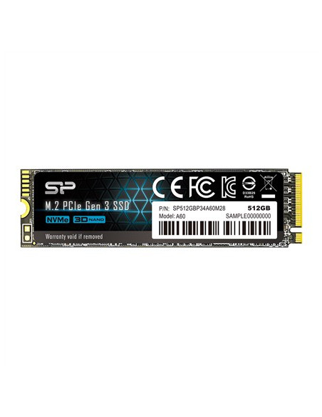 Dysk Ssd Silicon Power A60 512Gb M.2 Pcie Nvme Gen3X4 Tlc 2200/1600 Mb/S (Sp512Gbp34A60M28)
