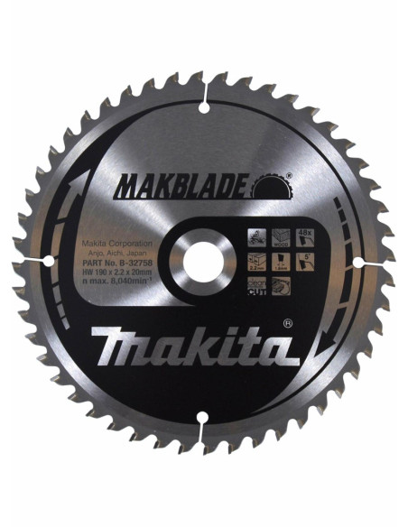 Makita Piła Tnąca Tarcza 190X30X48Z Makblade Drewno