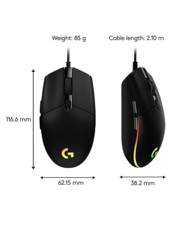 Logitech G G203 Lightsync Myszka Gaming Usb Typu-A 8000 Dpi