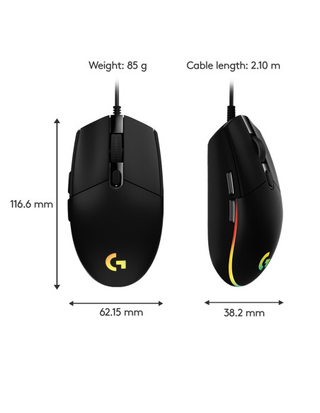 Logitech G G203 Lightsync Myszka Gaming Usb Typu-A 8000 Dpi