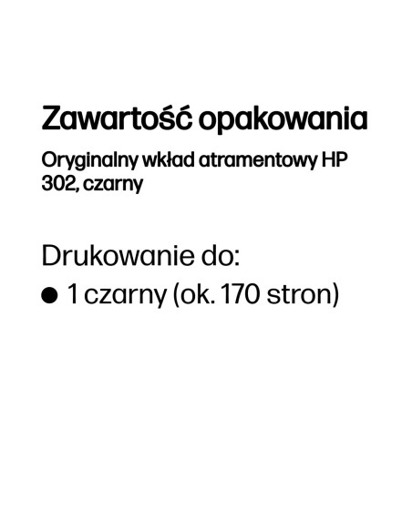 Hp Oryginalny Wkład Atramentowy 302, Czarny