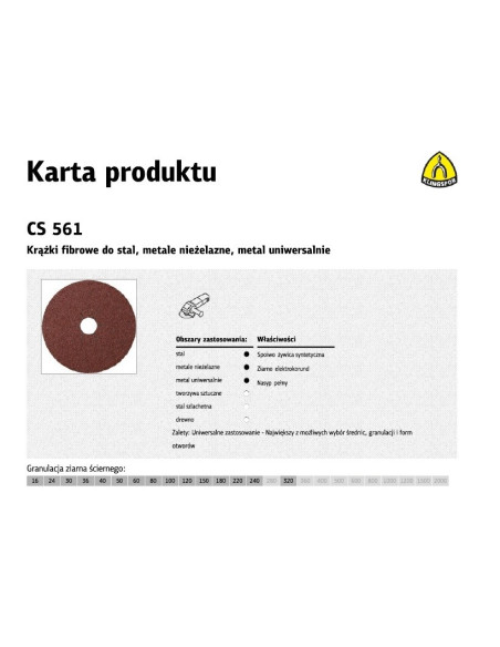 K.fibra Krążek 125 Gr. 36 Cs561 /25Szt