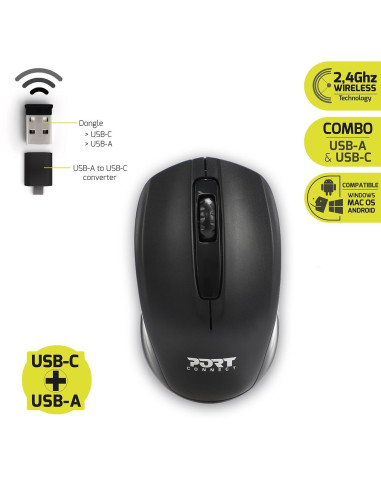 Zestaw Torba + Mysz Port Designs Premium Pack 501873 (Top Load  Wireless  1000 Dpi  Usb-C/Usb-A  Kolor Czarny)