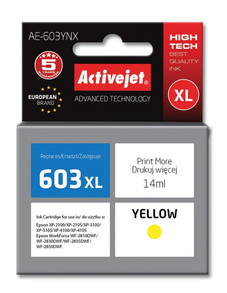 Activejet Ae-603Ynx Tusz (Zamiennik Epson 603Xl T03A44  Supreme  14 Ml  Żółty)
