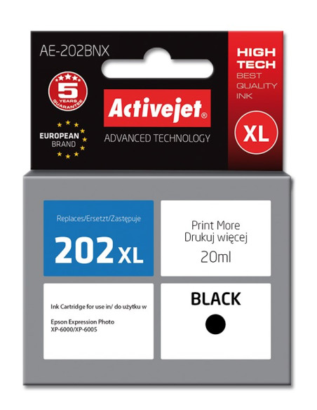 Activejet Ae-202Bnx Tusz (Zamiennik Epson 202Xl G14010  Supreme  20 Ml  Czarny)