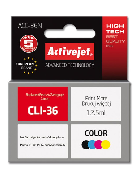 Activejet Acc-36N Tusz (Zamiennik Canon Cli-36  Supreme  12,5 Ml  Kolor)