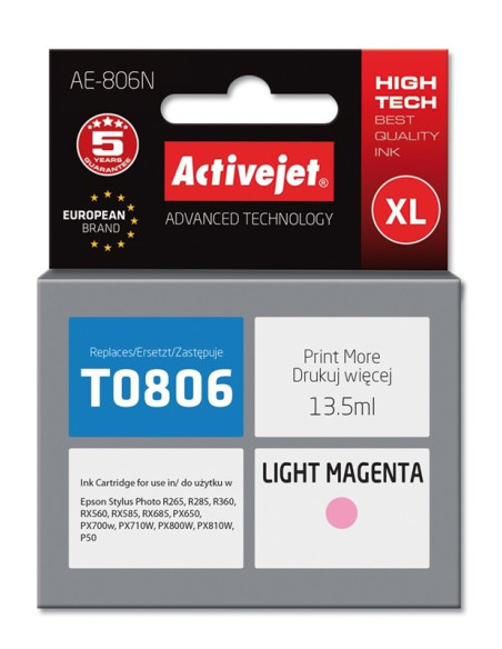 Activejet Ae-806N Tusz (Zamiennik Epson T0806  Supreme  13,5 Ml  Jasny Czerwony)