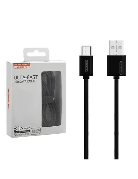 Somostel Kabel Usb Micro 3A Czarny 3100Mah Quick Charger 1.2M Powerline Sms-Bp02 Micro