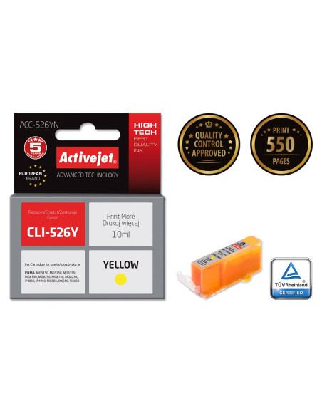 Activejet Acc-526Yn Tusz (Zamiennik Canon Cli-526Y  Supreme  10 Ml  Żółty)