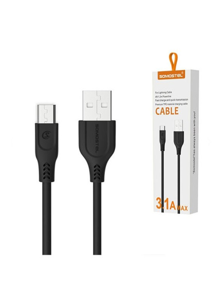 Somostel Kabel Usb Micro 3.1A Czarny 3100Mah Quick Charger Qc 3.0 1.2M Powerline Sms-Bt01 Black