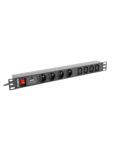 Lanberg Listwa Zasilająca Rack Pdu (1U,10A,8X 230V,2M) Pdu-04E04I-0200-Iec-Bk
