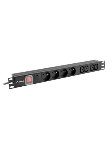 Lanberg Listwa Zasilająca Rack Pdu (1U,10A,8X 230V,2M) Pdu-04E04I-0200-Iec-Bk