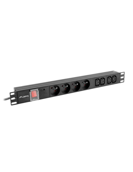 Lanberg Listwa Zasilająca Rack Pdu (1U,10A,8X 230V,2M) Pdu-04E04I-0200-Iec-Bk