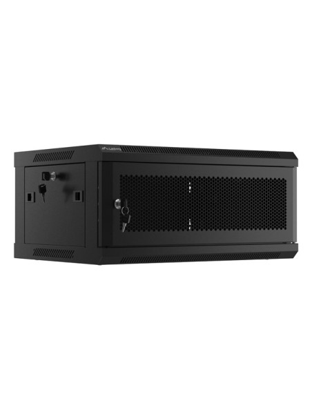 Szafa Instalacyjna Rack Wisząca 19" 4U 600X450 Czarna Drzwi Perforowane Lanberg (Flat Pack)