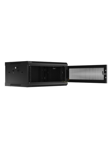 Szafa Instalacyjna Rack Wisząca 19" 4U 600X450 Czarna Drzwi Perforowane Lanberg (Flat Pack)