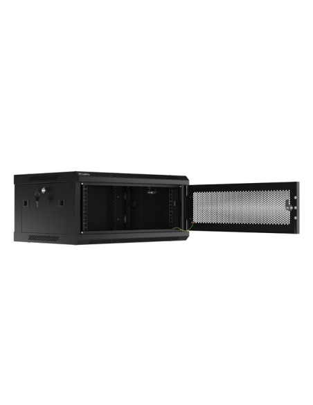 Szafa Instalacyjna Rack Wisząca 19" 4U 600X450 Czarna Drzwi Perforowane Lanberg (Flat Pack)