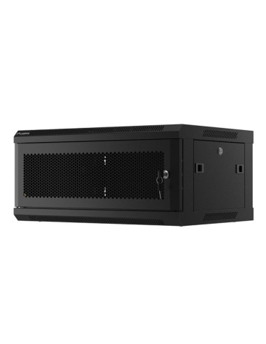 Szafa Instalacyjna Rack Wisząca 19" 4U 600X450 Czarna Drzwi Perforowane Lanberg (Flat Pack)