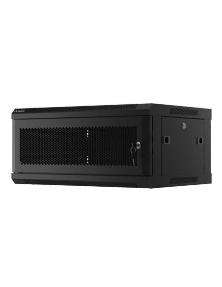 Szafa Instalacyjna Rack Wisząca 19" 4U 600X450 Czarna Drzwi Perforowane Lanberg (Flat Pack)