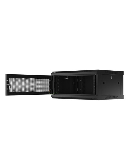Szafa Instalacyjna Rack Wisząca 19" 4U 600X450 Czarna Drzwi Perforowane Lanberg (Flat Pack)