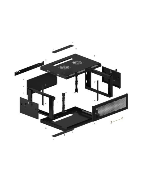 Szafa Instalacyjna Rack Wisząca 19" 4U 600X450 Czarna Drzwi Perforowane Lanberg (Flat Pack)
