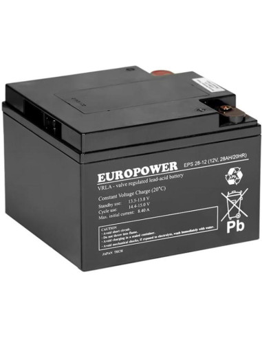 Akumulator Agm Europower Serii Eps 12V 28Ah (Żywotność 8-12 Lat)