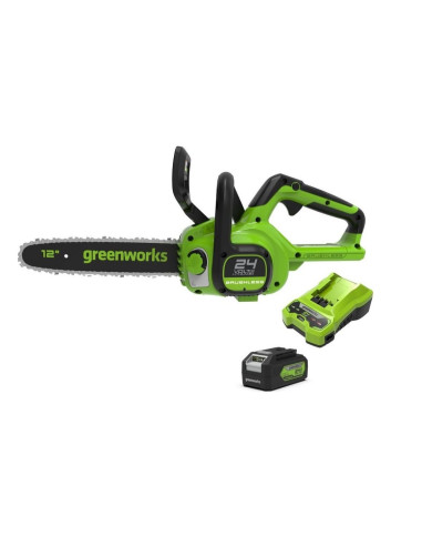 24V Pilarka Łańcuchowa Greenworks Gd24Cs30K4 - Zestaw Ładowarka + Akumulator 4Ah - 2007007Ub