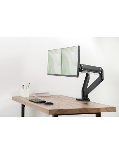 Ramię Biurkowe Podwójne Z Zaciskiem 2Xlcd Z Sprężyną Gazową Max. 2X35" I 15Kg