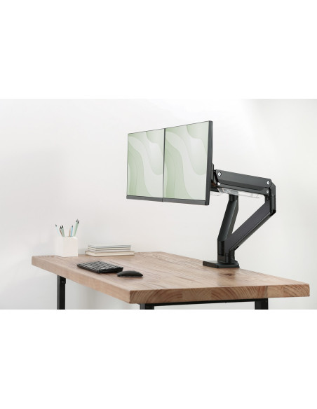 Ramię Biurkowe Podwójne Z Zaciskiem 2Xlcd Z Sprężyną Gazową Max. 2X35" I 15Kg
