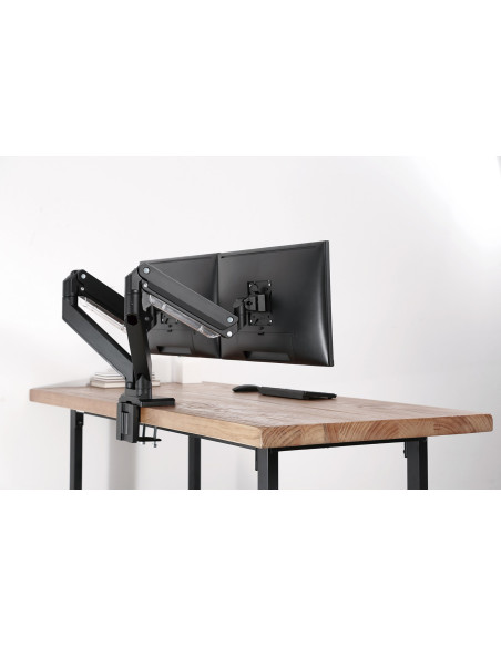 Ramię Biurkowe Podwójne Z Zaciskiem 2Xlcd Z Sprężyną Gazową Max. 2X35" I 15Kg