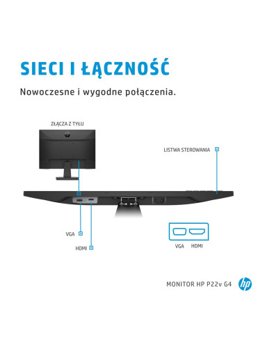 Monitor Hp P22V G4 21,5"Fhd 5Ms 250Nits 60Hz Hdmi