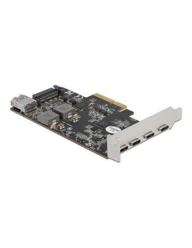 Delock Karta Pci Express X4 Do 4 X Usb Type-C + 1 X Usb Typ-A - Superspeed Usb 10 Gbps - Konstrukcja Niskoprofilowa