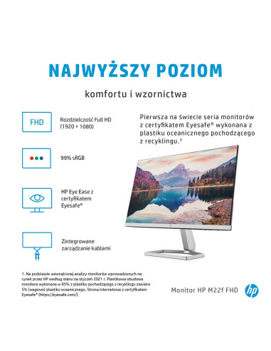 Monitor Hp M22F 21,5"Fhd Ips 5Ms 300Nits 75Hz Vga Hdmi