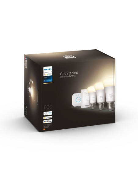 Philips Hue W Starter Kit 9,5W A60 E27 3Szt, Mostek, Przełącznik Philips Hue Hue W Starter Kit 9,5W A60 E27, 3Szt., Mostek, Prze
