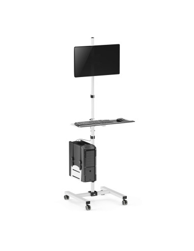 Maclean Wózek Stand Profesjonalny, Mobilne Stanowisko Komputerowe Na Kółkach, Max 17"-32", Max 20Kg Mc-793 W