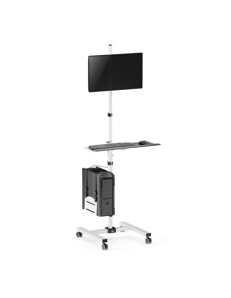 Maclean Wózek Stand Profesjonalny, Mobilne Stanowisko Komputerowe Na Kółkach, Max 17"-32", Max 20Kg Mc-793 W