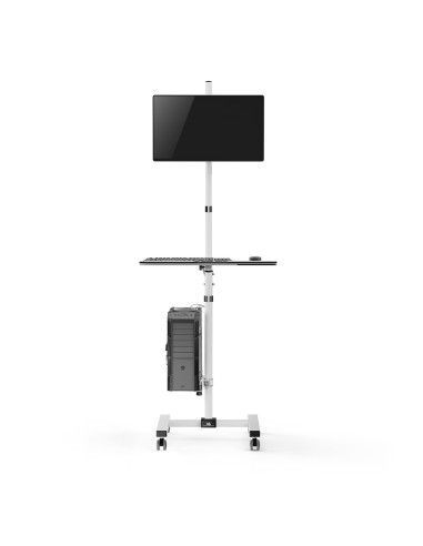 Maclean Wózek Stand Profesjonalny, Mobilne Stanowisko Komputerowe Na Kółkach, Max 17"-32", Max 20Kg Mc-793 W