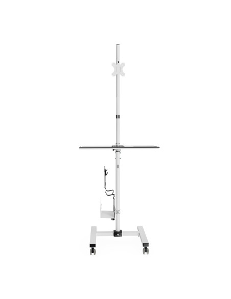 Maclean Wózek Stand Profesjonalny, Mobilne Stanowisko Komputerowe Na Kółkach, Max 17"-32", Max 20Kg Mc-793 W
